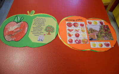 Na naszych warsztatach edukacyjno – plastycznych powstała książeczka o jabłku.