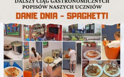 Nasz weekend zdominowały warsztaty kulinarne . Sobotnią babkę już wiedzieliście – czas więc pokazać niedzielny obiad … Uczniowie prezentujący swoje gastronomiczne talenty spisali się na piątkę! Było! Brawo! #szkolnyMasterChef #Spaghetti.