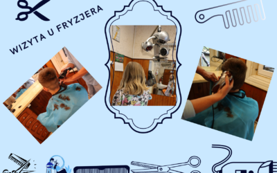 Dziś odwiedziliśmy salon fryzjerski . Sympatyczna pani fryzjerka opowiedziała nam o swoim zawodzie obcinając przy tym profesjonalnie włosy Bartkowi. Zastanawiamy się, czy nie pójść w jej ślady?