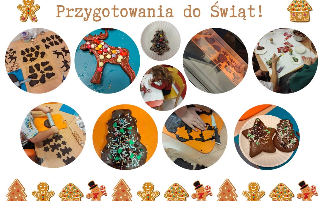 Świąteczne przygotowania i u nas pełną parą . Działaliśmy dwufazowo – jednego dnia pieczenie, drugiego ozdabianie i pakowanie .