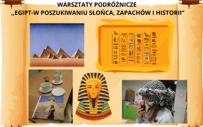 W poszukiwaniu słońca, zapachów i historii wyruszyliśmy w dwudniową podróż do Egiptu. Oglądaliśmy zdjęcia, słuchaliśmy ciekawych opowieści popijając oryginalną żółtą herbatę egipską. Wąchaliśmy perfumy prosto z perfumerii kairskiej i uczyliśmy się wiązać szal arabski. Doskonałym pomysłem na uwiecznianie wspomnień są albumy ze zdjęciami i fotoksiążki z podróży. Fotoksiążka o Egipcie zawierająca zdjęcia z podpisami bardzo nam się podobała.