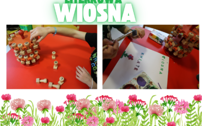 Zapraszamy do nas Wiosnę,,literkowo”, czyli bawimy się wiosennie pieczątkami z literkami.Stemplujemy wyrazy związane z wiosną, tworzymy teksty o wiośnie. Wiosno tęsknimy już za Tobą!