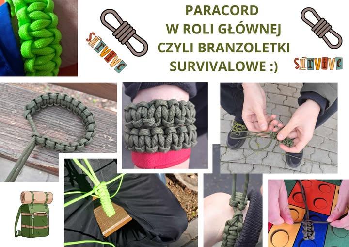 Kawałek sznurka zawsze może się do czegoś przydać 🙂. Ale po co nosić w kieszeni jakiś poplątane kawałki… skoro można mieć fajną a zarazem przydatną survivalową bransoletkę? Część zajęć podczas weekendu spędziliśmy na „zaplataniu” takich bransoletek z paracordu. Widzieć uśmiechy na twarzach uczniów, odnoszących sukcesy w zaplataniu – BEZCENNE!