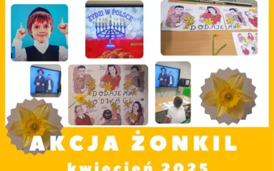 Co roku w związku z rocznicą powstania w getcie warszawskim w całej Polsce odbywają się obchody pt. Akcja Żonkil. W tym roku (ponieważ rocznica przypadała na czas świąt) odbyły się w naszej szkole kilka dni później. Uczniowie pracowali na materiałach przesłanych przez muzeum Polin, w tym roku pod hasłem „. Dodajemy odwagi” i „Miłość w getcie”.