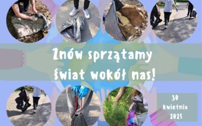 Podczas tygodnia ekologicznego w naszej szkole nie tylko się uczymy ale też działamy! Kolejny raz ruszyliśmy sprzątać naszą  spacerową okolicę.