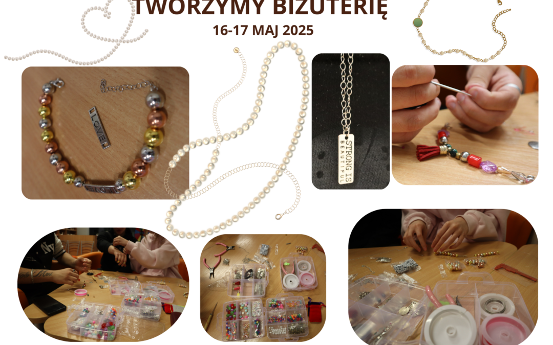 Tworzymy swoją autorską biżuterię przy okazji rozwijamy kreatywność , nabywamy nowe umiejętności, takie jak montowanie zapięć i zawieszek oraz posługiwanie się specjalistycznym sprzętem.