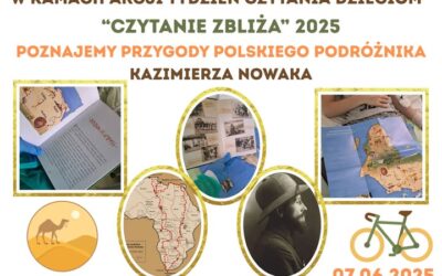 To, że czasem nie można opuszczać izolatki, nie znaczy, że nie można podróżować… Można!!! Dziś w ramach akcji „Czytanie zbliża” postanowiliśmy zapoznać się z przygodami polskiego podróżnika Kazimierza Nowaka, który w latach 1931-1936 przemierzał Afrykę na rowerze.  Nasi nauczyciele doskonale wiedzą, że jeśli akurat nie ma się siły na czytanie… miło jest wsłuchiwać się w czyjeś opowieści, lub w głos czytającego i próbować sobie wyobrażać co akurat przeżywa książkowy bohater.