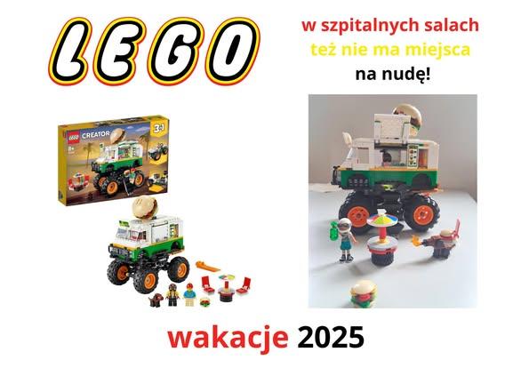 Jeśli traficie do nas na badania czy leczenie nie musicie się obawiać nudy! Zajęcia, zabawy, gry i różnego rodzaju atrakcje czyhają wszędzie 🙂. Czy to plac zabaw, czy szkolna świetlica czy nawet własna sala pacjenta. Oto ostatnio powstały pojazd i namioty – lego w wakacyjne odsłonie czyli  plany czym i gdzie się udać po wyjściu ze sz