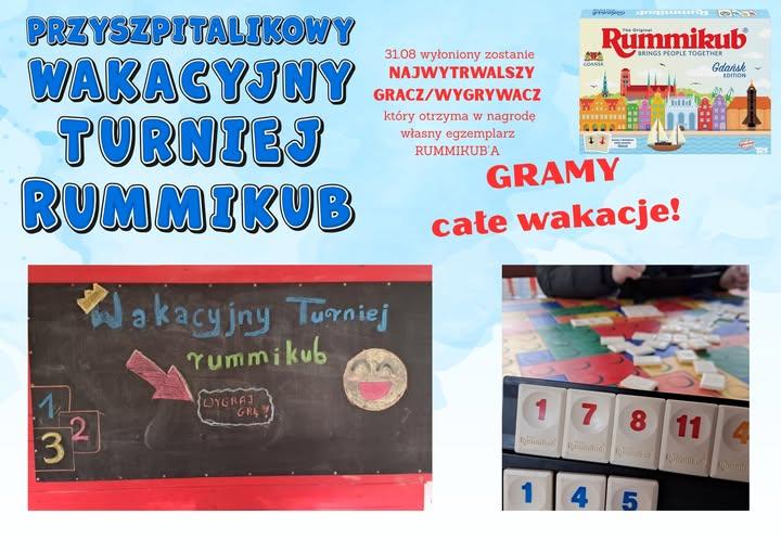 Przyszpitalikowy Turniej Rummikub’a doczekał się nawet reklamy na tablicy w naszej altance 🙂