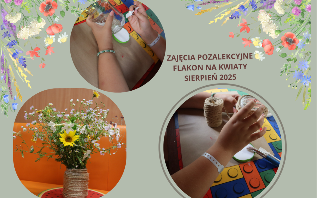 Piękne polne kwiaty  rosną wokół naszego szpitala. Wyglądają wspaniale w bukiecie. Zerwaliśmy je i zrobiliśmy prosty recyklingowy wazonik ze słoika i sznurka.